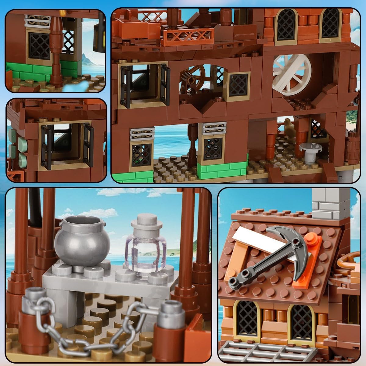 Pirate Ship Building Toys, Pirate Dock Themed City Building Block Set (560pcs) -  BigGreenBear.com Building Toys 29.99 USD Big Green Bear