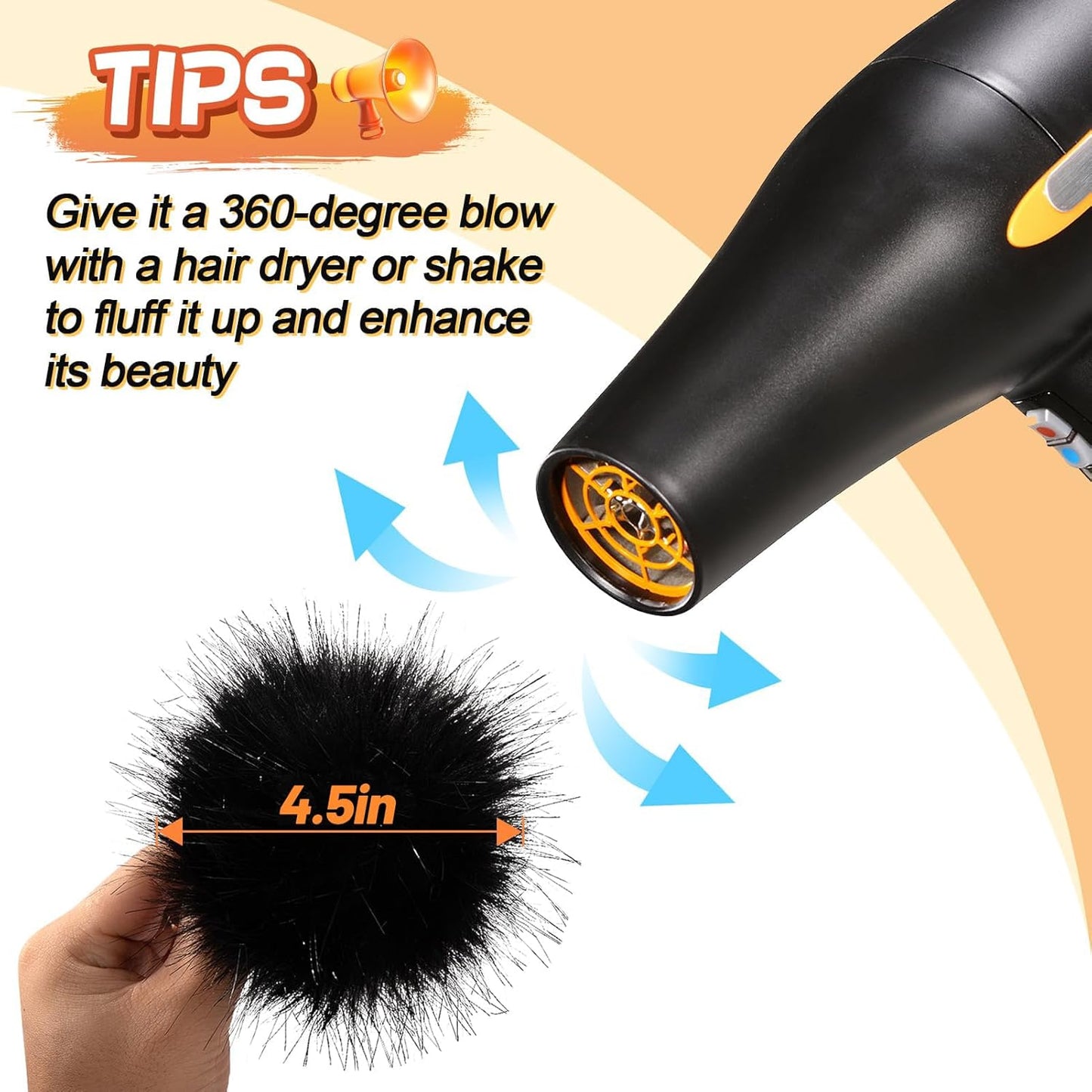 20 Pcs Faux Fur Pom Poms for Hats - 4.5 Inch Fluffy DIY