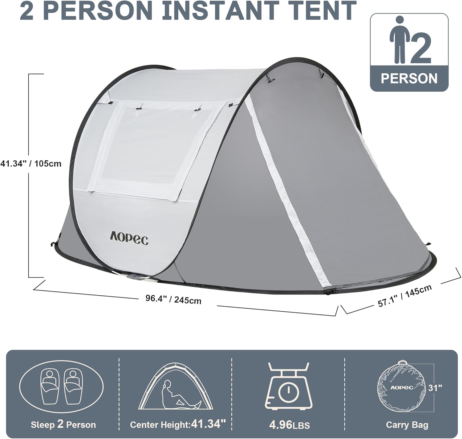 PU4500mm Waterproof Grey Tent Fabric with Heat-Sealed Seams for Rain Protection