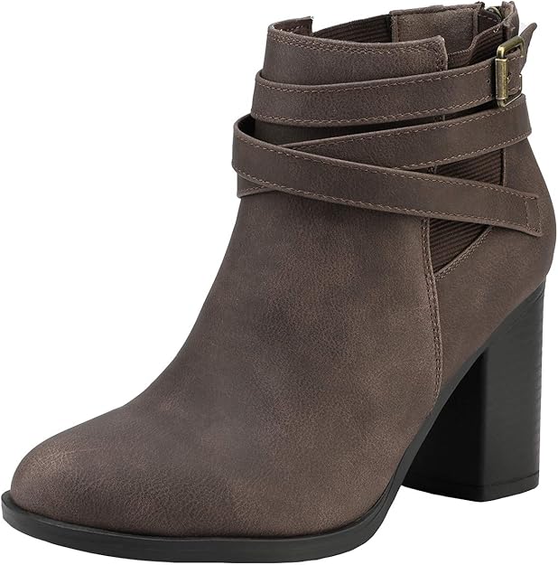 Women's Chunky High Heel Ankle Boots Close Toe Fall Heeled Booties Shoes