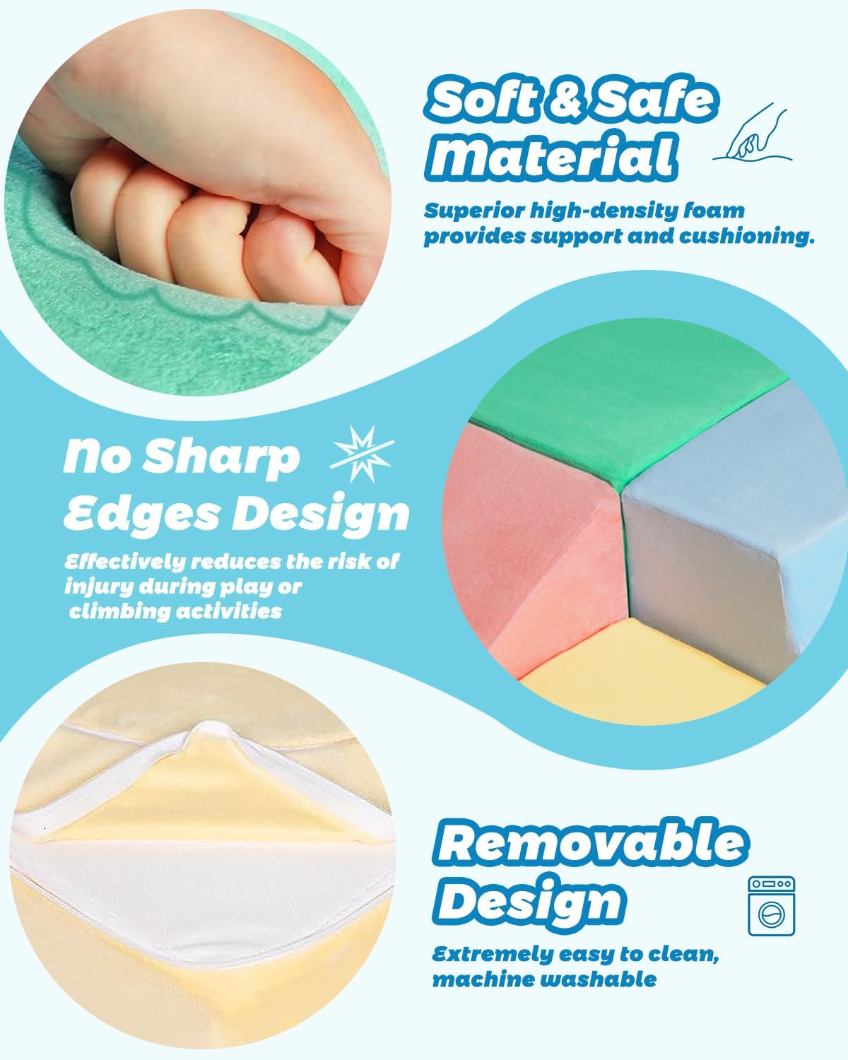 4-Piece Soft Indoor Play Gym for Kids, Toddler Playtime Corner Climber