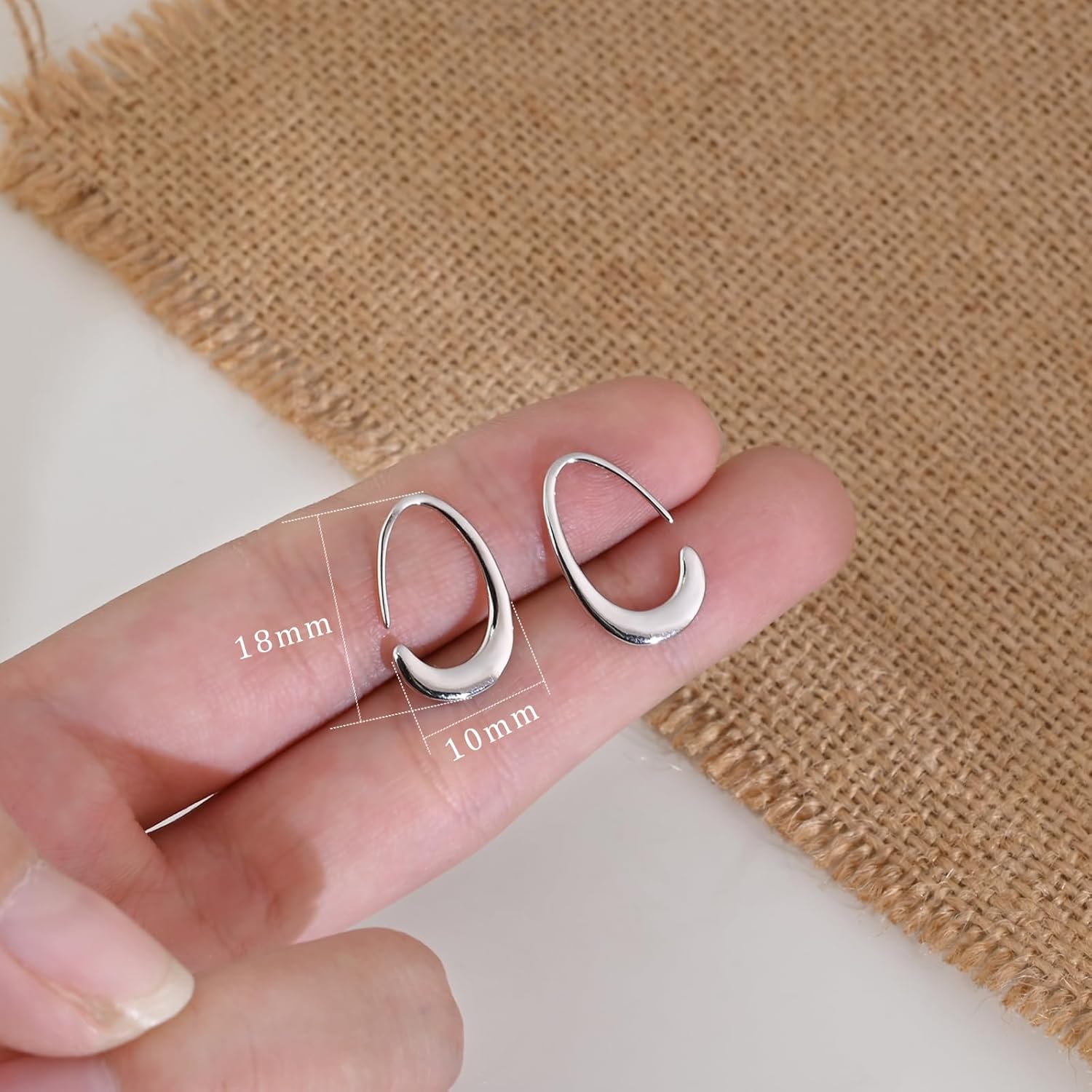 Tiny Pull Through Earrings Small Teardrop Hoop Earrings 925 Sterling Silver -  BigGreenBear.com jewelry 19.89 USD Big Green Bear