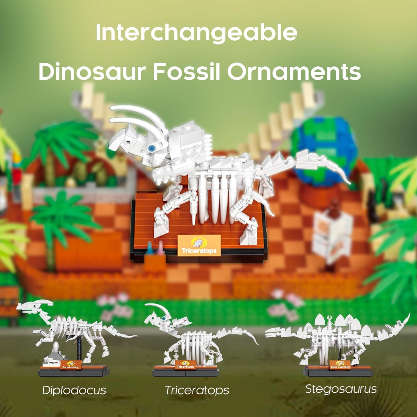 Dinosaur Museum Toy with Led Light, Jurassic World Dino Fossils Building Block Kit