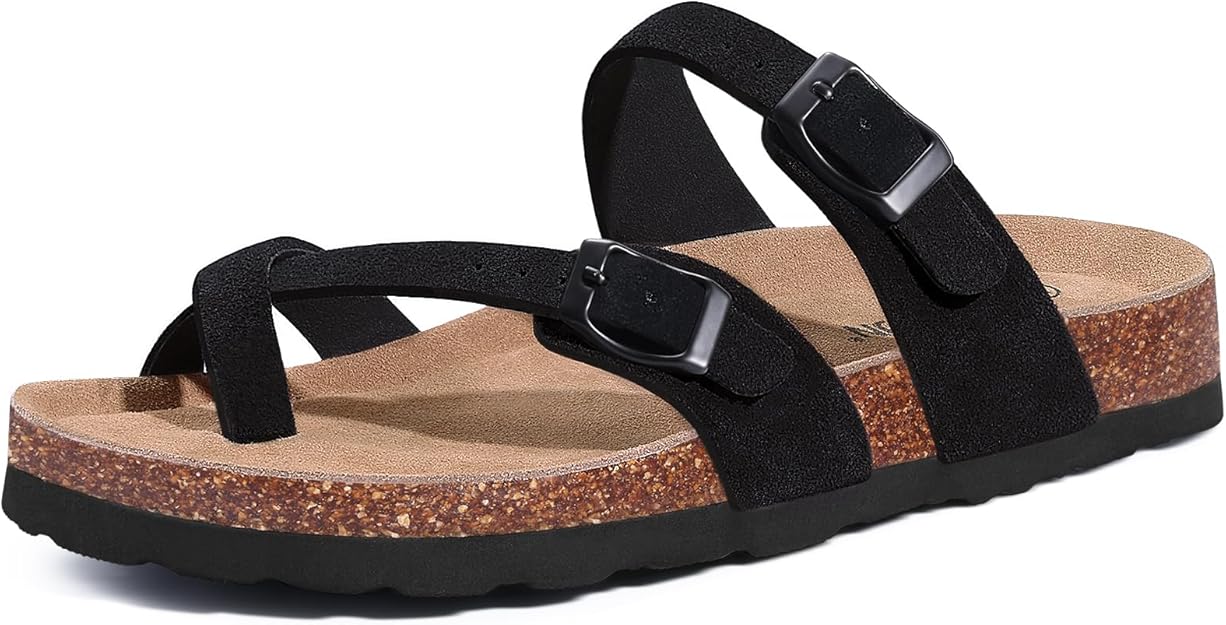 Women's Genuine Suede Cork Footbed Sandals -  BigGreenBear.com clothing 29.99 USD Big Green Bear