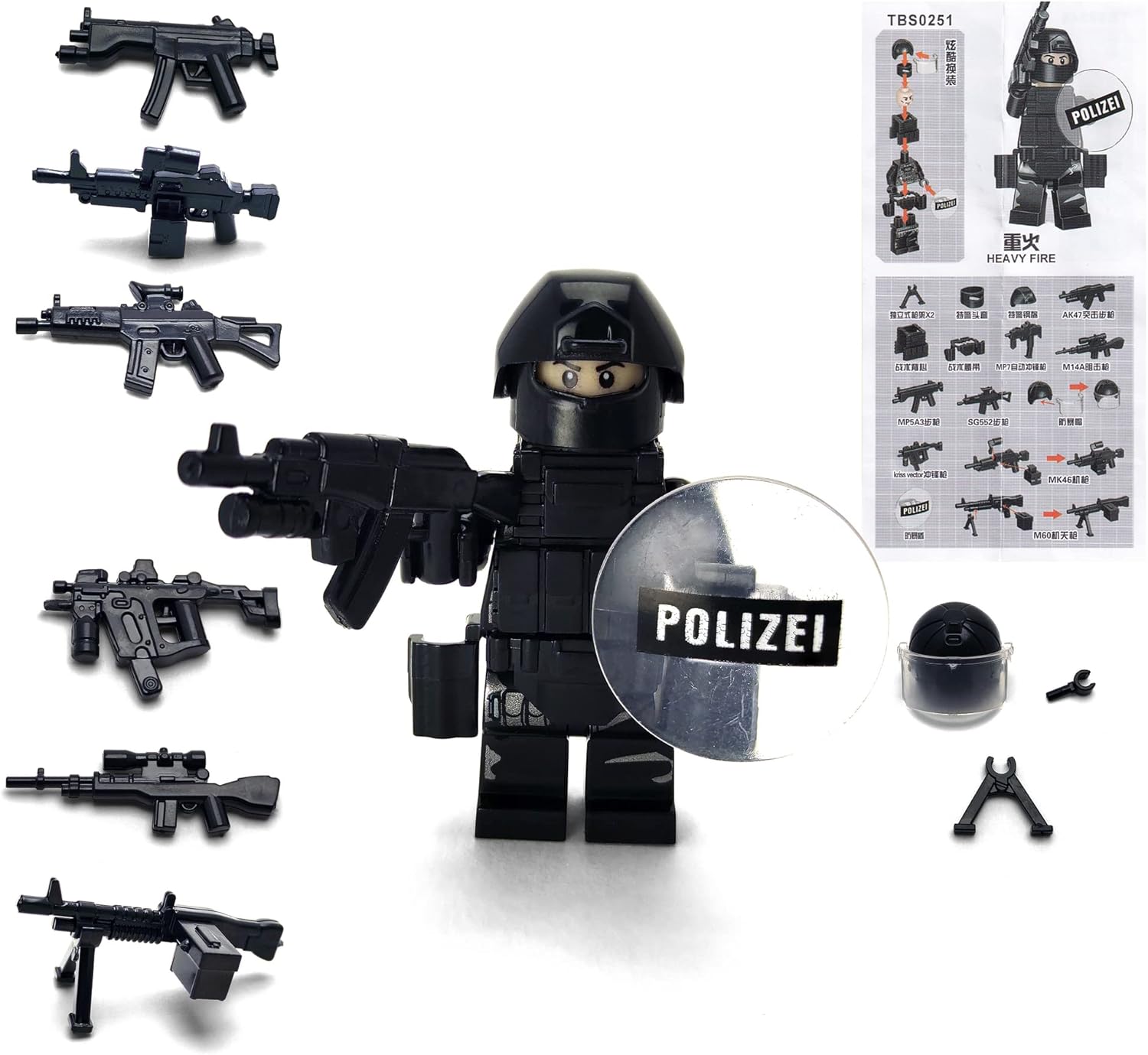 SWAT Military Police Building Block Kit Set of 6 PCS) with Dog, Modern Weapons, Accessories -  BigGreenBear.com Building Toys 29.95 USD Big Green Bear