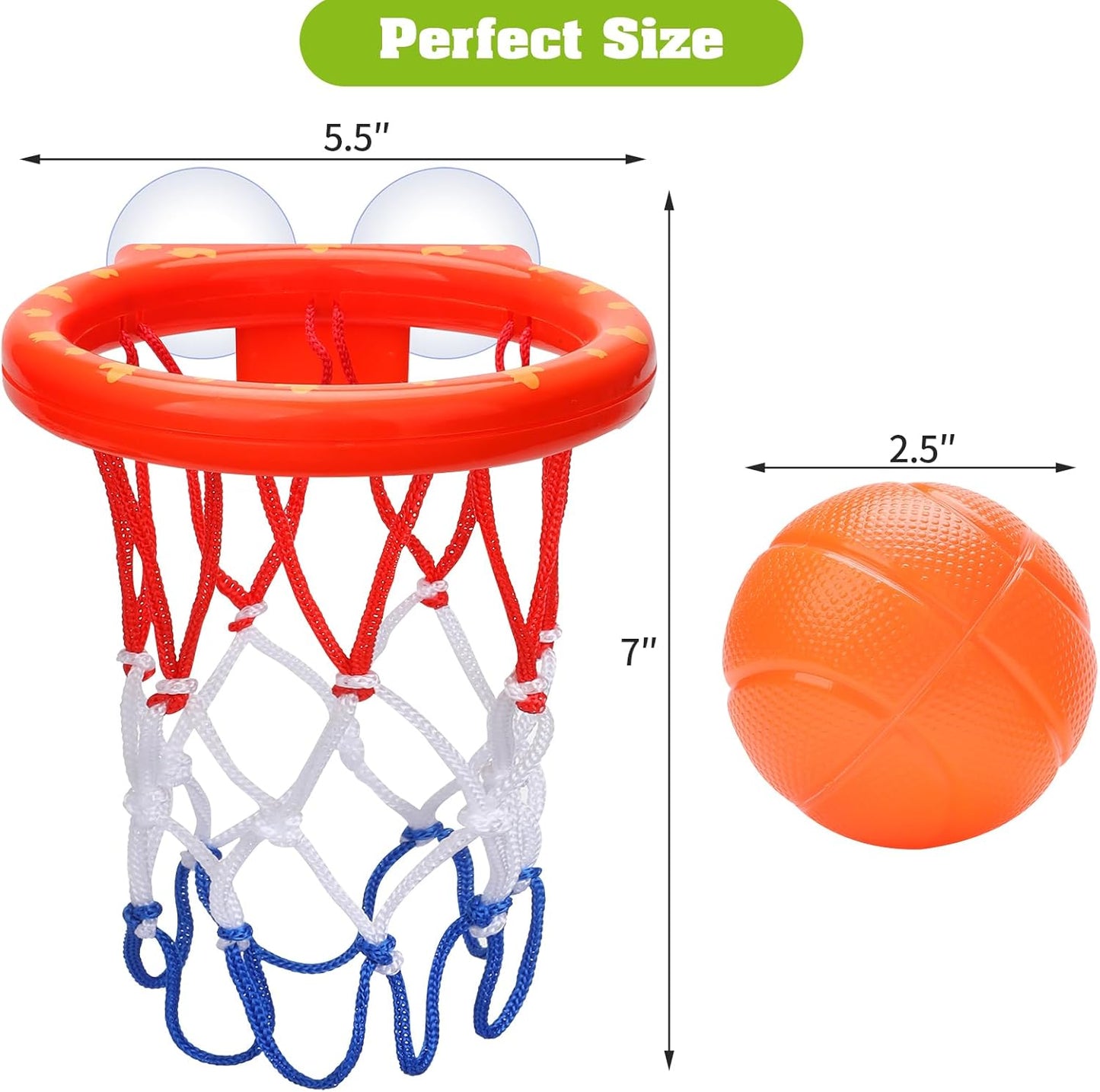 Bathtub Basketball Hoop for Kids Toddlers Ages 4-8,Suction Cup