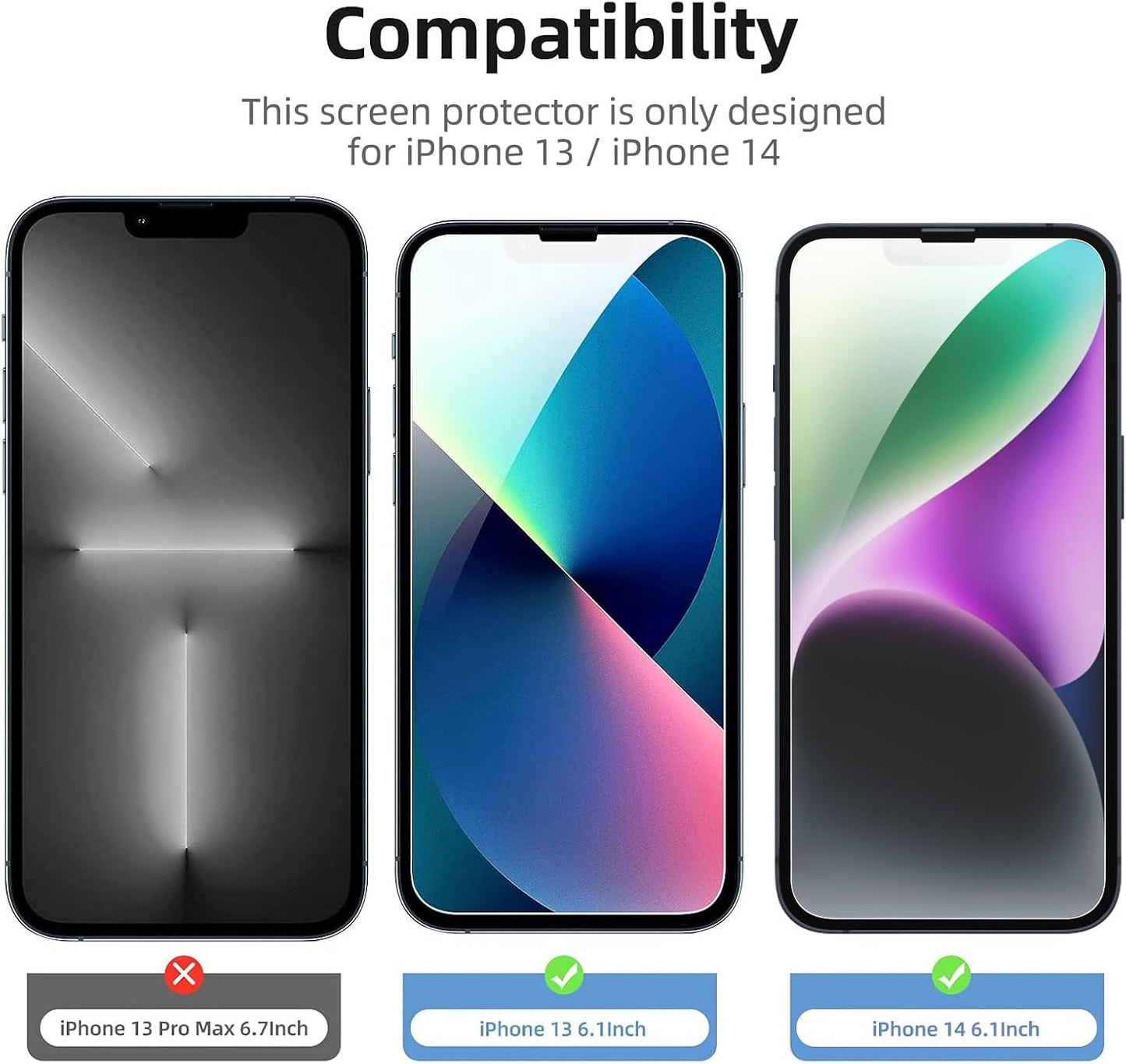 3 Pack Designed for iPhone 14, iPhone 13, iPhone 13 Pro Screen Protector (6.1 inches) -  BigGreenBear.com