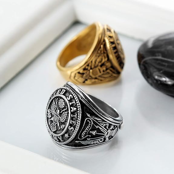 Men's Stainless Steel Domineering Vintage United States Army Military Ring