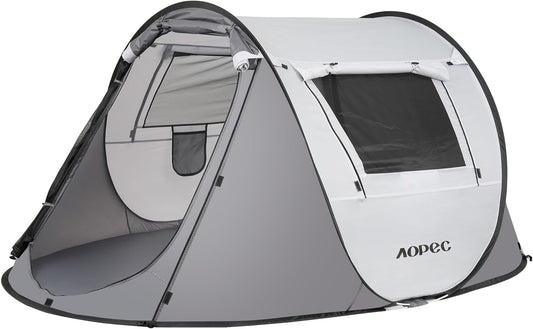 AOPEC 2 Person Instant Pop Up Tent in Grey for Hiking and Camping - Big Green Bear