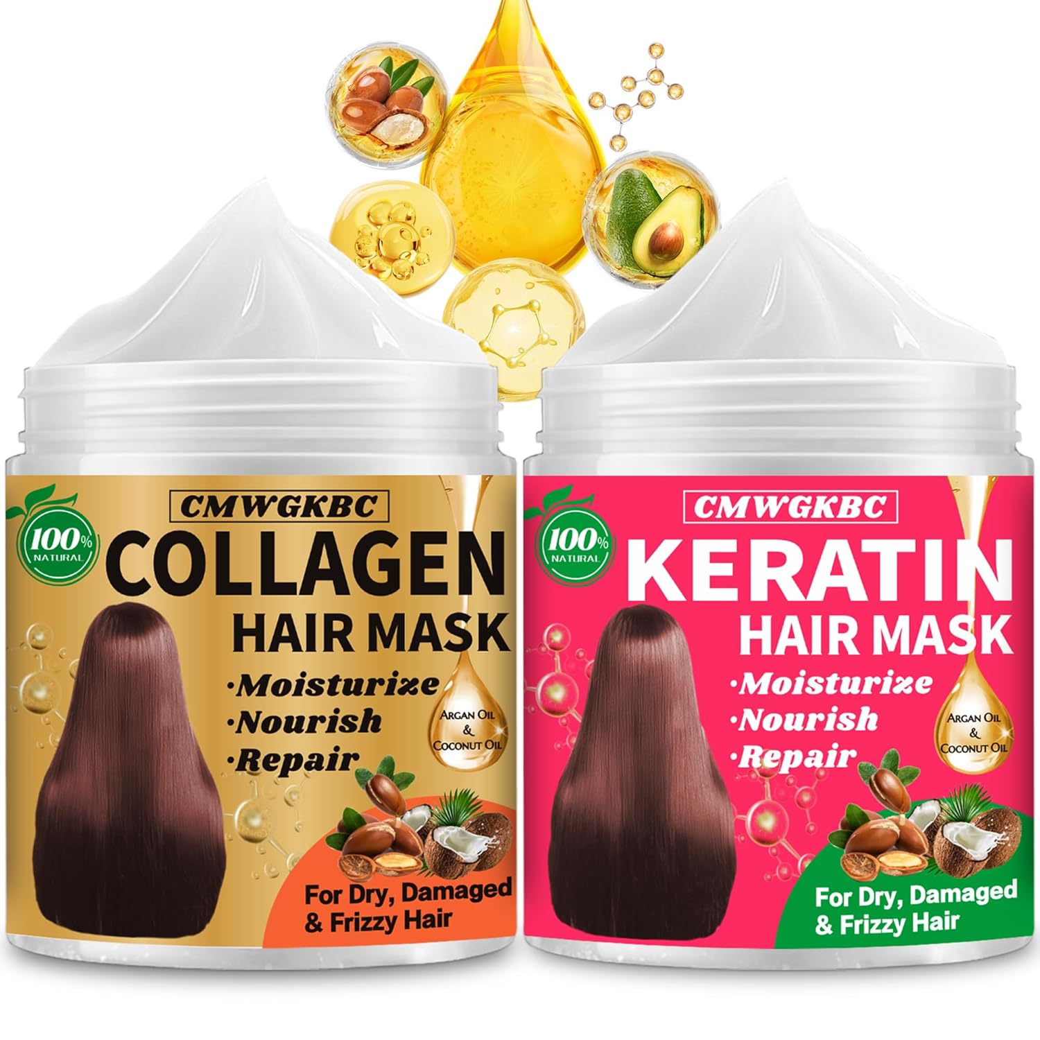 Collagen Hair Mask & Keratin Hair Mask for Damaged Hair -  BigGreenBear.com Beauty Products 14.99 USD Big Green Bear