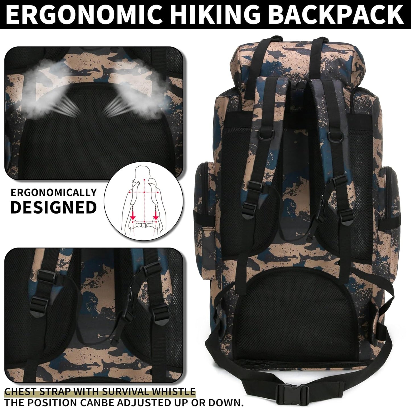  Internal view of the padded laptop compartment inside the 100L blue tactical assault pack.