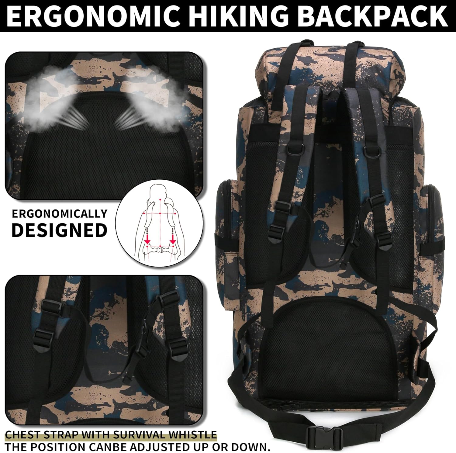  Internal view of the padded laptop compartment inside the 100L blue tactical assault pack.