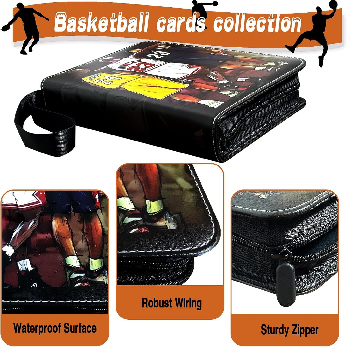 Basketball Card Binder, 4 Pocket with 50 Removable Sleeves Fits 400 Sport Card