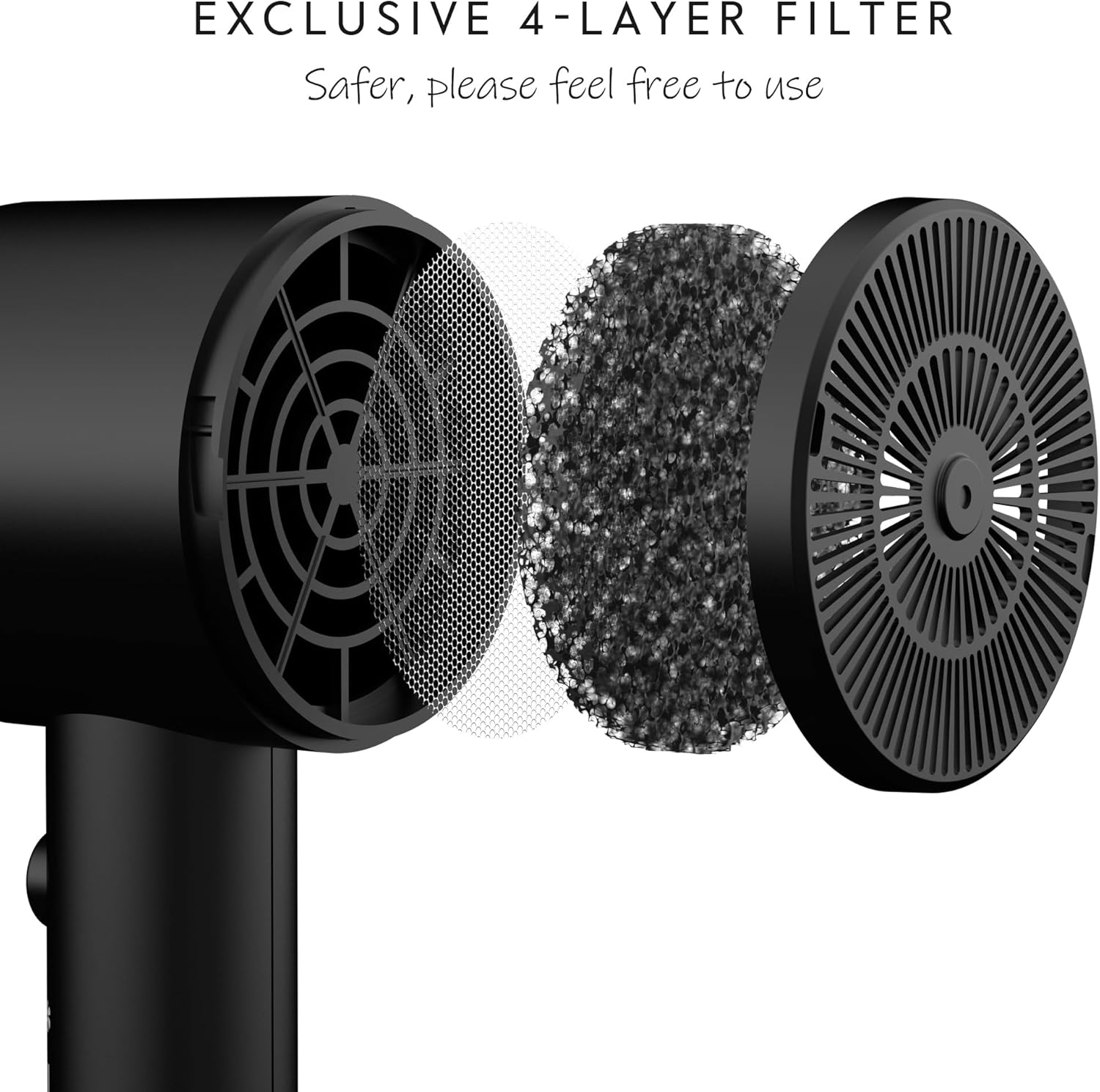 Hair Dryer with Diffuser, Blow Dryer for Women (Vader Black) -  BigGreenBear.com Beauty Products 24.33 USD Big Green Bear