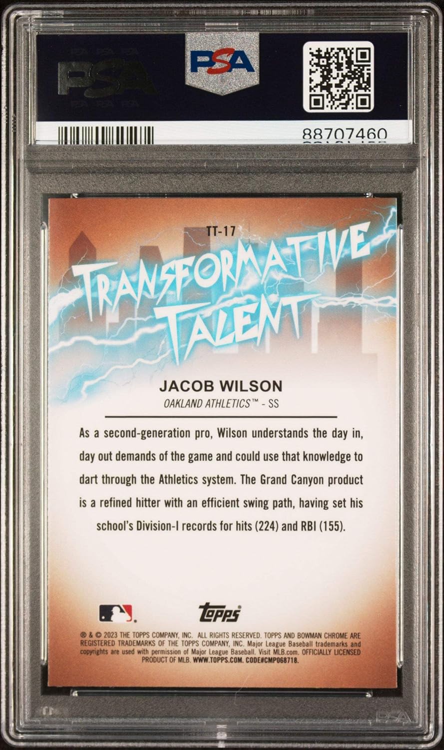 2023 Topps Bowman Draft Jacob Wilson #TT17 Transformative Talent Rookie RC Baseball Card PSA 10 Gem Mint -  BigGreenBear.com Baseball cards 229.00