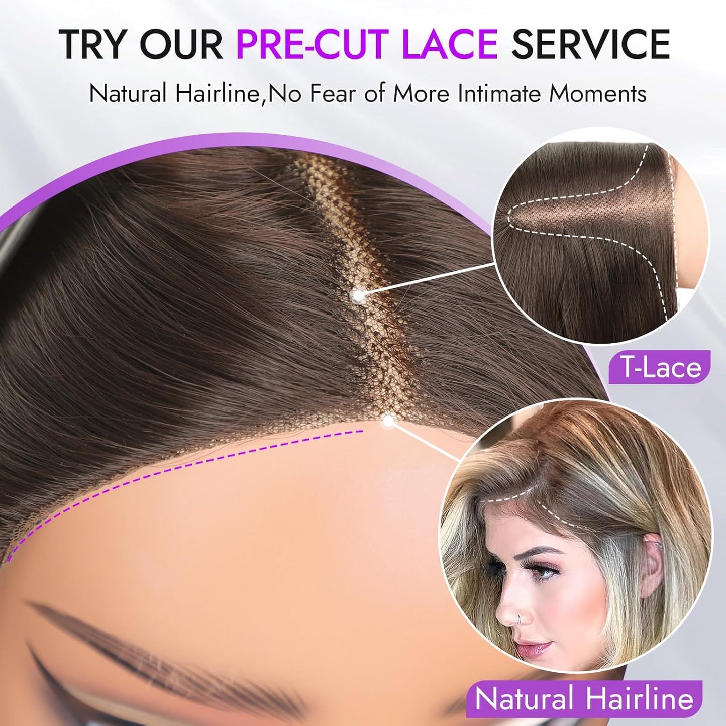 Brown Highlight Long Wavy Wig for Women, Pre-Cut HD Lace Natural Hairline 18" -  BigGreenBear.com Beauty Products 39.99 USD Big Green Bear