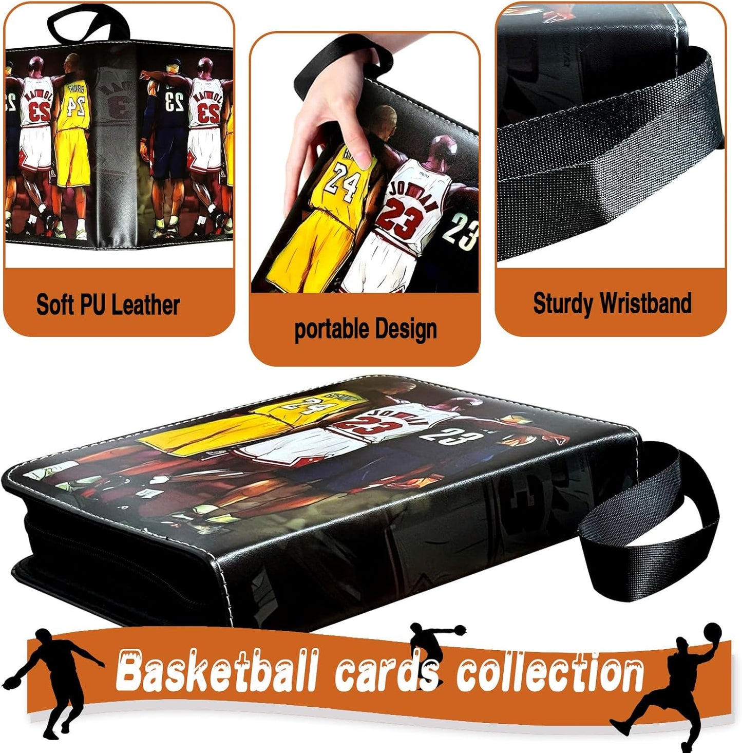 Basketball Card Binder, 4 Pocket with 50 Removable Sleeves Fits 400 Sport Card