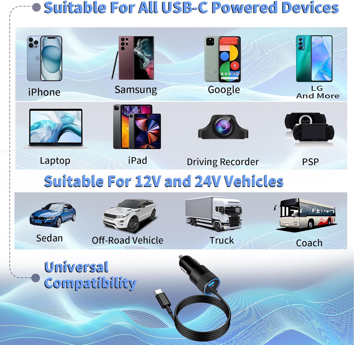 [Apple MFi Certified] Car Charger or iPhone 16/16 Pro/16 Plus/16 Pro Max/15/15 Pro/iPad -  BigGreenBear.com cell phone 7.99 USD Big Green Bear