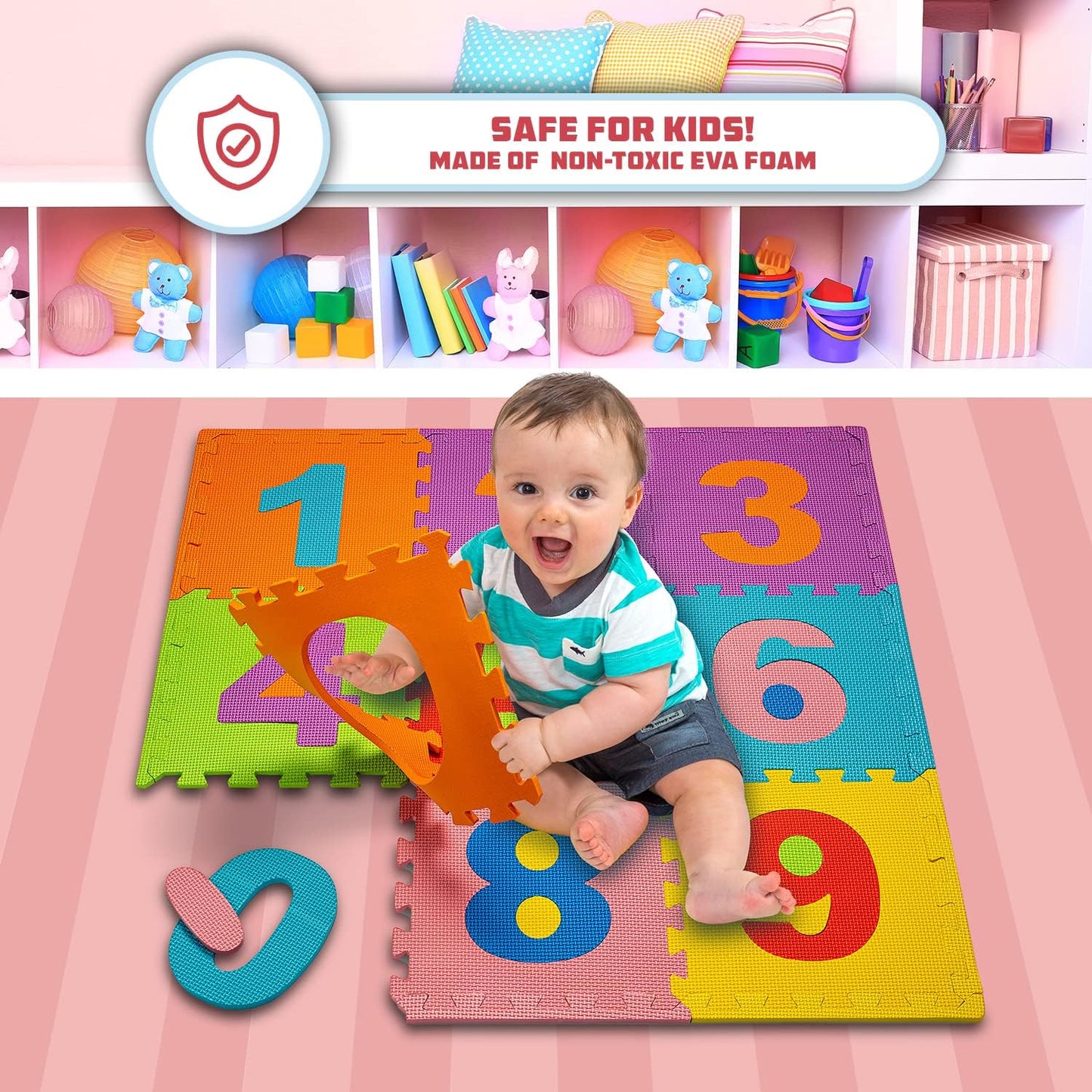 Foam Play Mat for Baby Kids 12x12-10 Interlocking Foam Puzzle Floor Mat Tiles