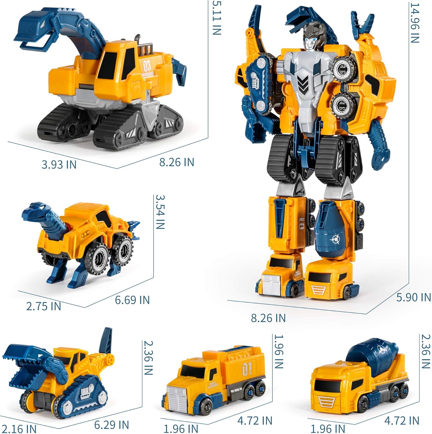 Toddler Robot Construction Vehicles Set – 5Pcs Transforming Robots for Kids -  BigGreenBear.com Building Toys 39.99 USD Big Green Bear