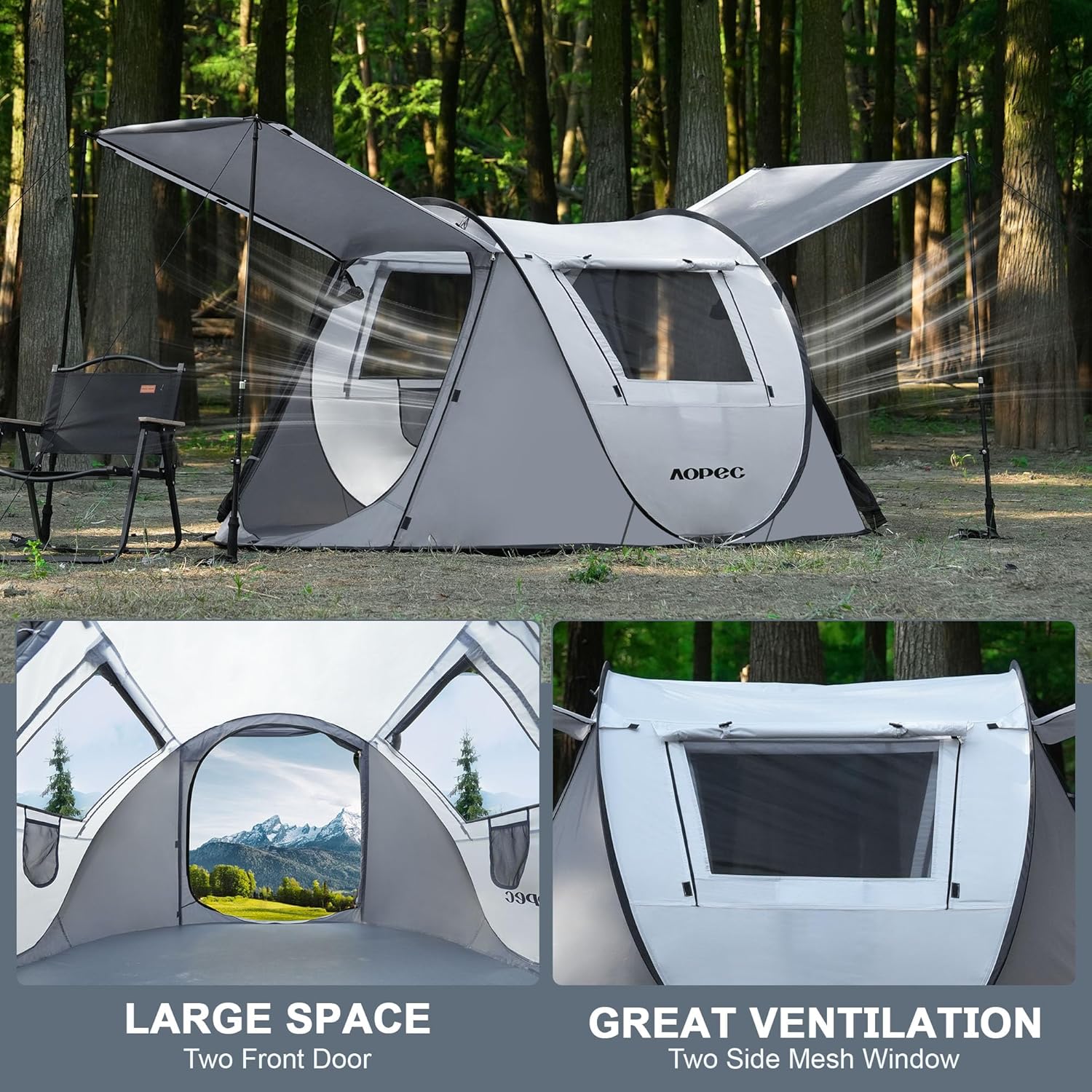 Lightweight 5lb Grey AOPEC Camping Tent in Circular Portable Carry Bag