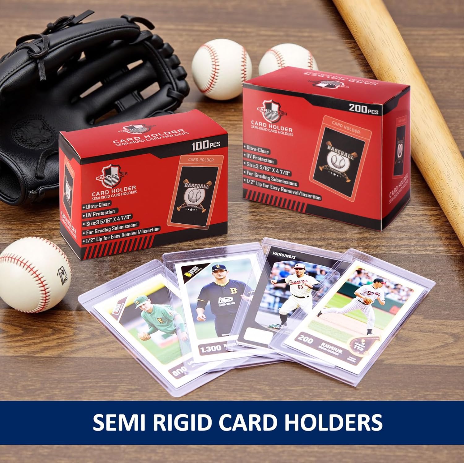 50Pc Semi Rigid Card Holder for Trading Cards, Penny Card Sleeves with 1/2" Lip Baseball Card -  BigGreenBear.com Baseball cards 12.99 USD Big Green Bear