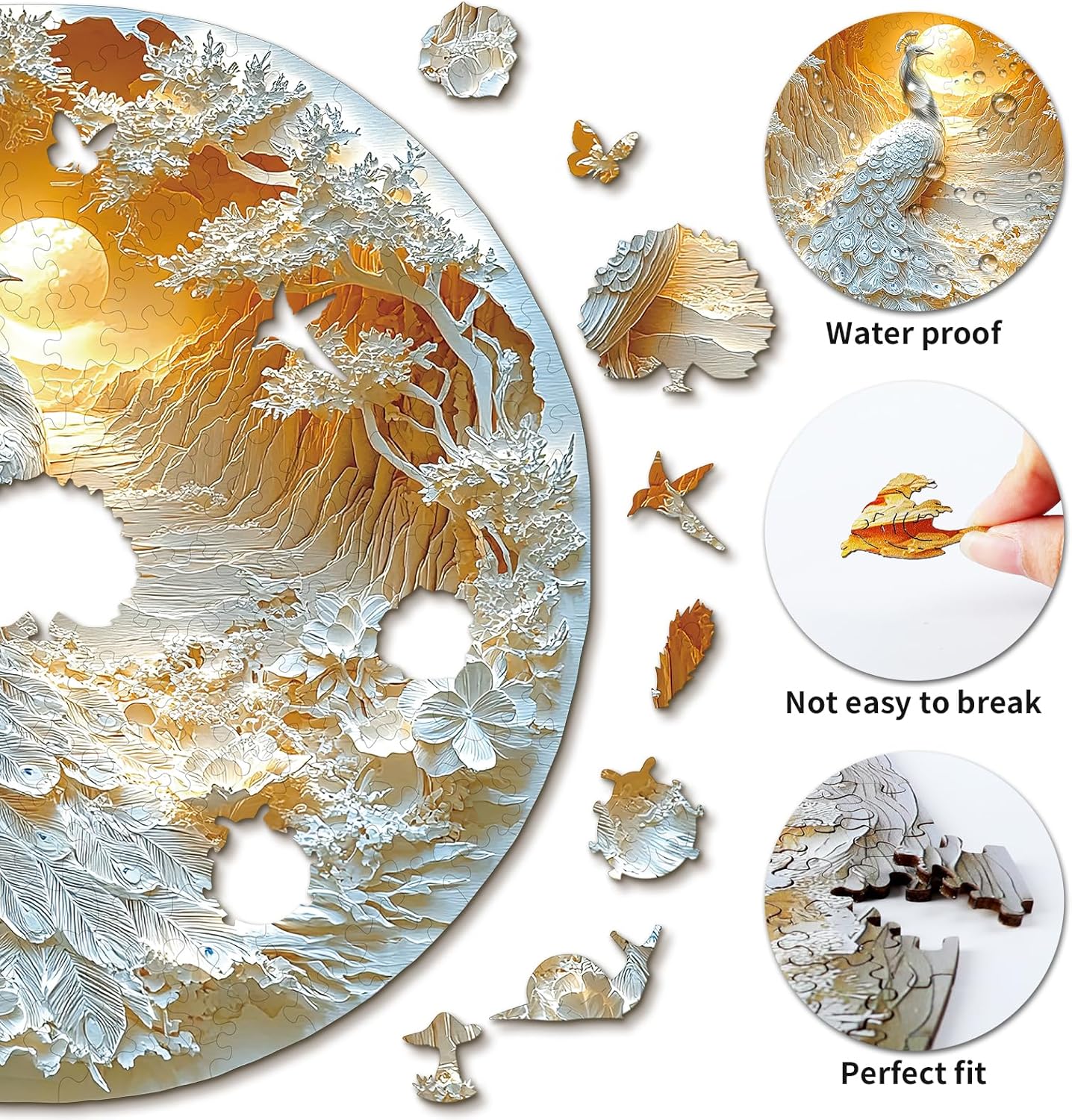 Wooden Puzzles for Adults, 3D Visual Effect Beautiful Peacock