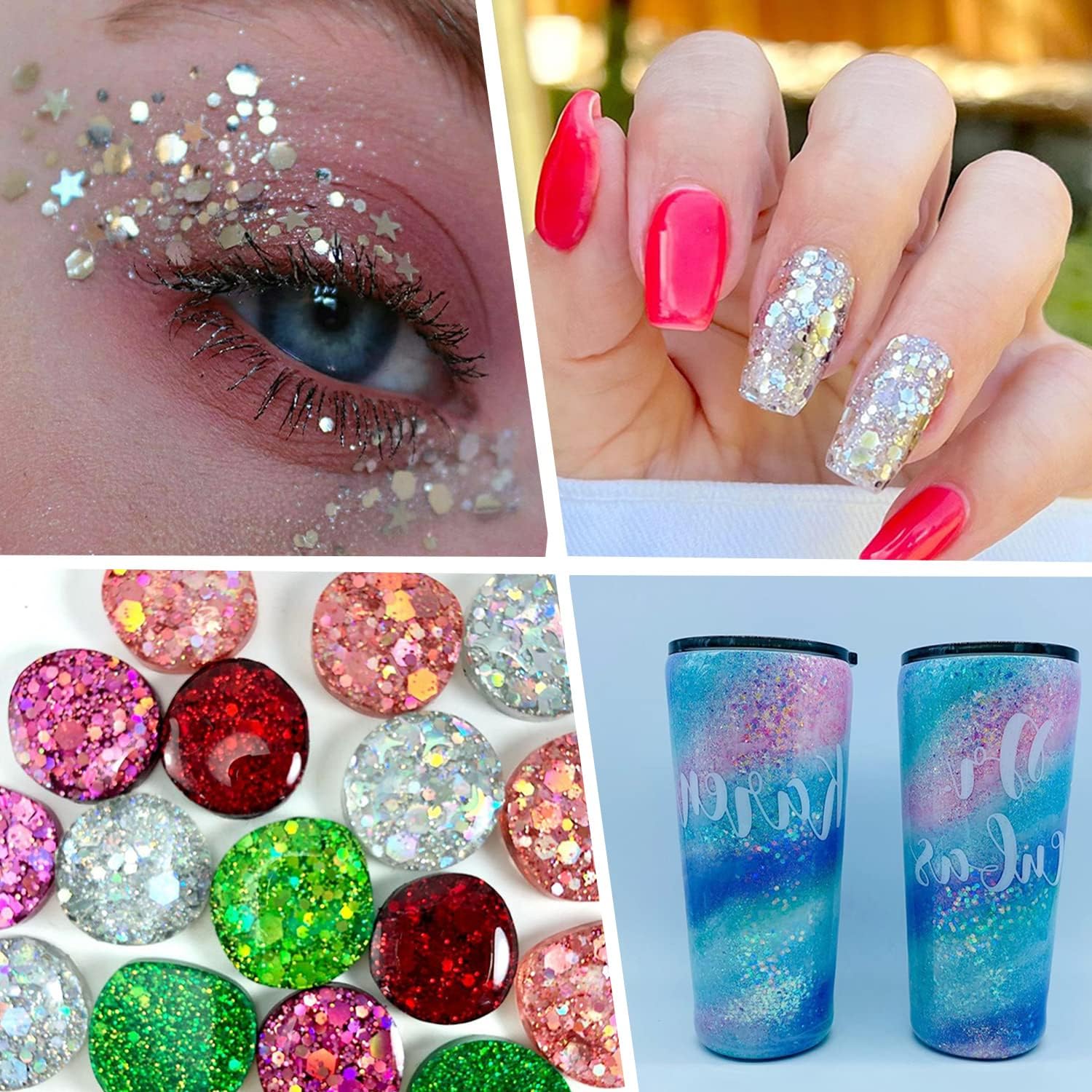 Holographic Chunky Glitter, Set of 36 Colors Craft Glitter