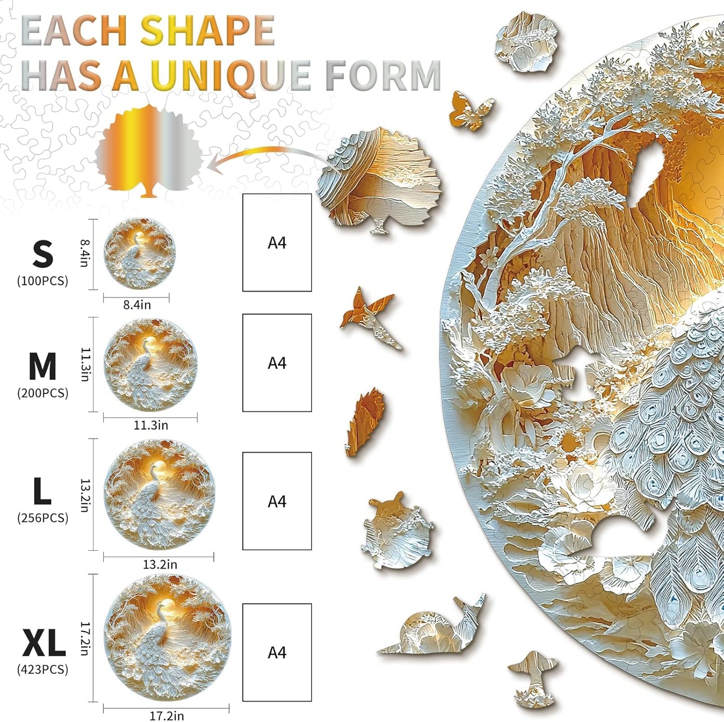 Wooden Puzzles for Adults, 3D Visual Effect Beautiful Peacock