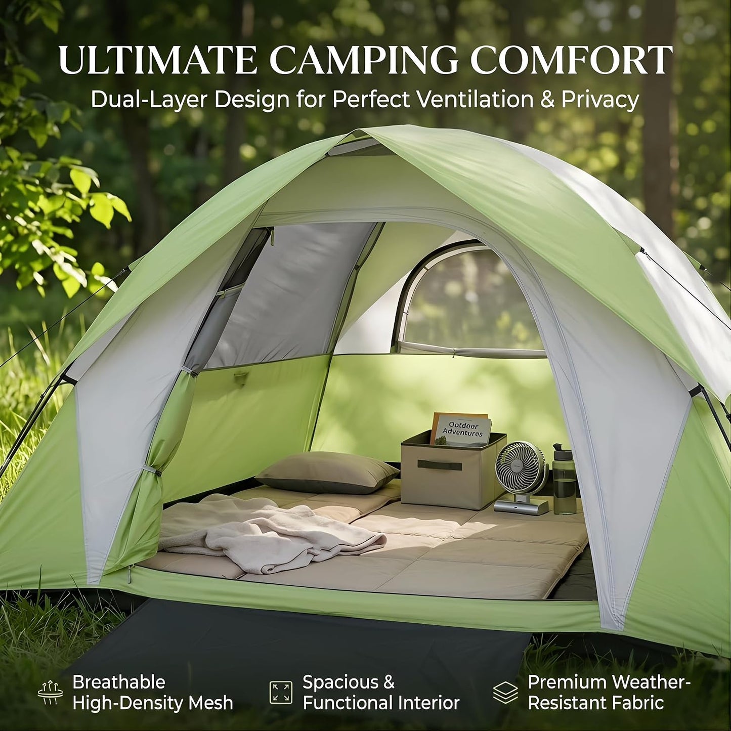 XL Camping Tents 4/6 Person Waterproof Double Layer Dome