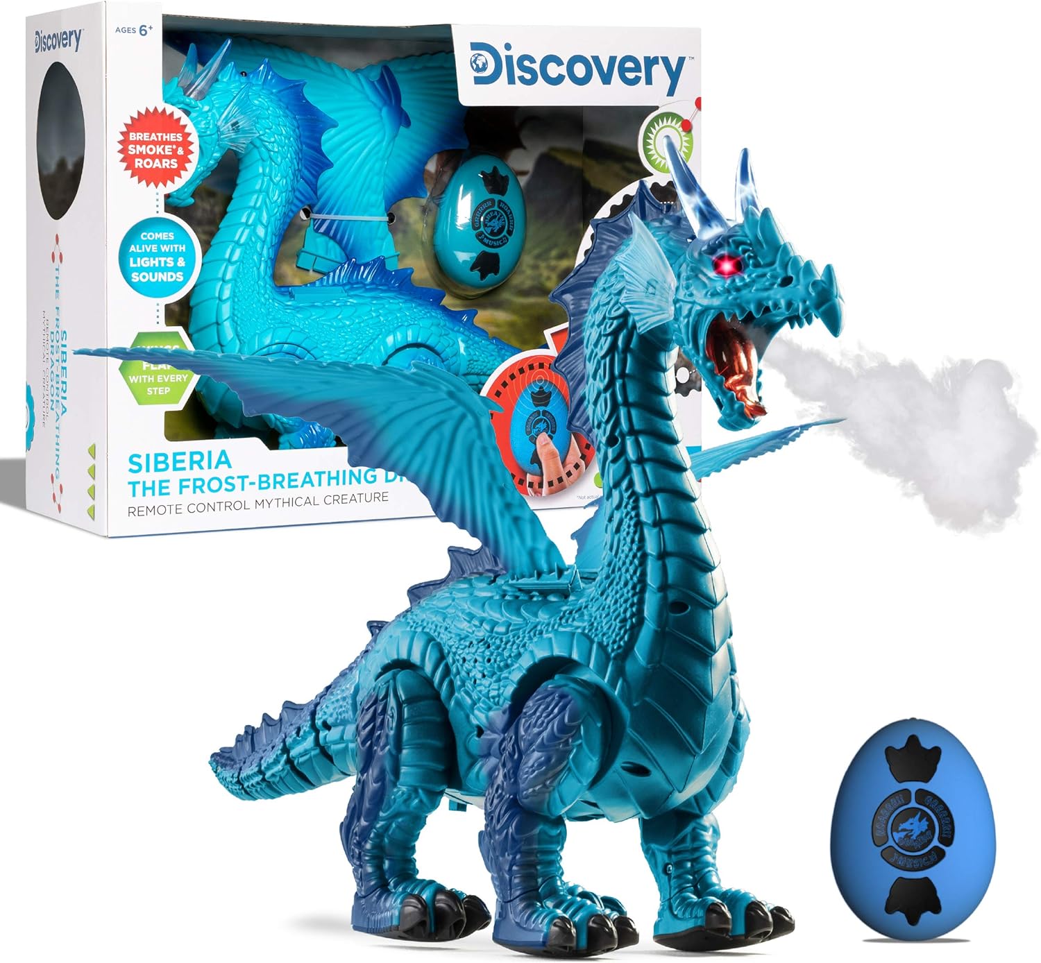 RC Dragon Smoke, Large Dinosaur Toy w/Actual Smoke Breath, Wing-Flapping, Roaring, Light-Up, Realistic Sound -  BigGreenBear.com RC Animals 39.89 USD Big Green Bear