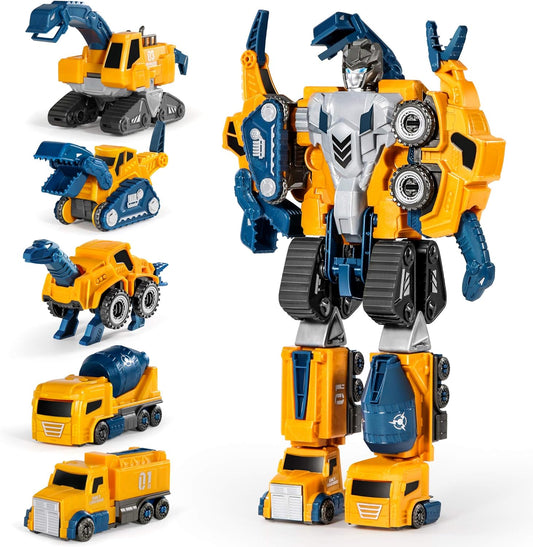 Toddler Robot Construction Vehicles Set – 5Pcs Transforming Robots for Kids -  BigGreenBear.com Building Toys 39.99 USD Big Green Bear
