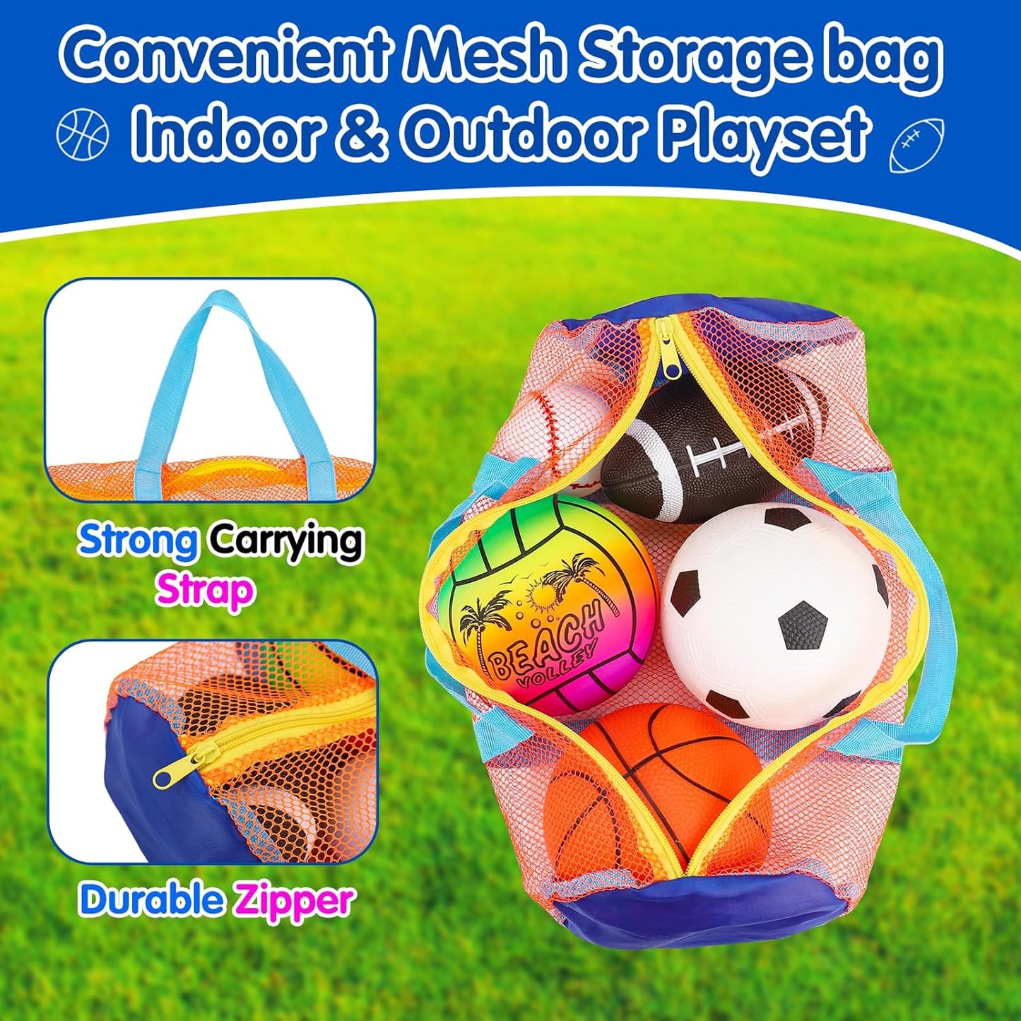 NEW! 5 Pack Sports Balls Set for Kids with Bag Balls for Toddlers 1-3 -  BigGreenBear.com Toys 24.30 USD Big Green Bear