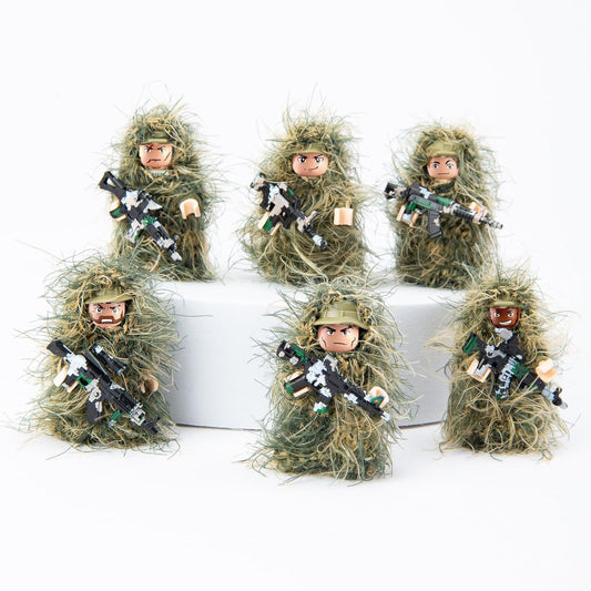 Military Camouflage Soldiers, Action Minifigures in Jungle Fatigues (6 Included)