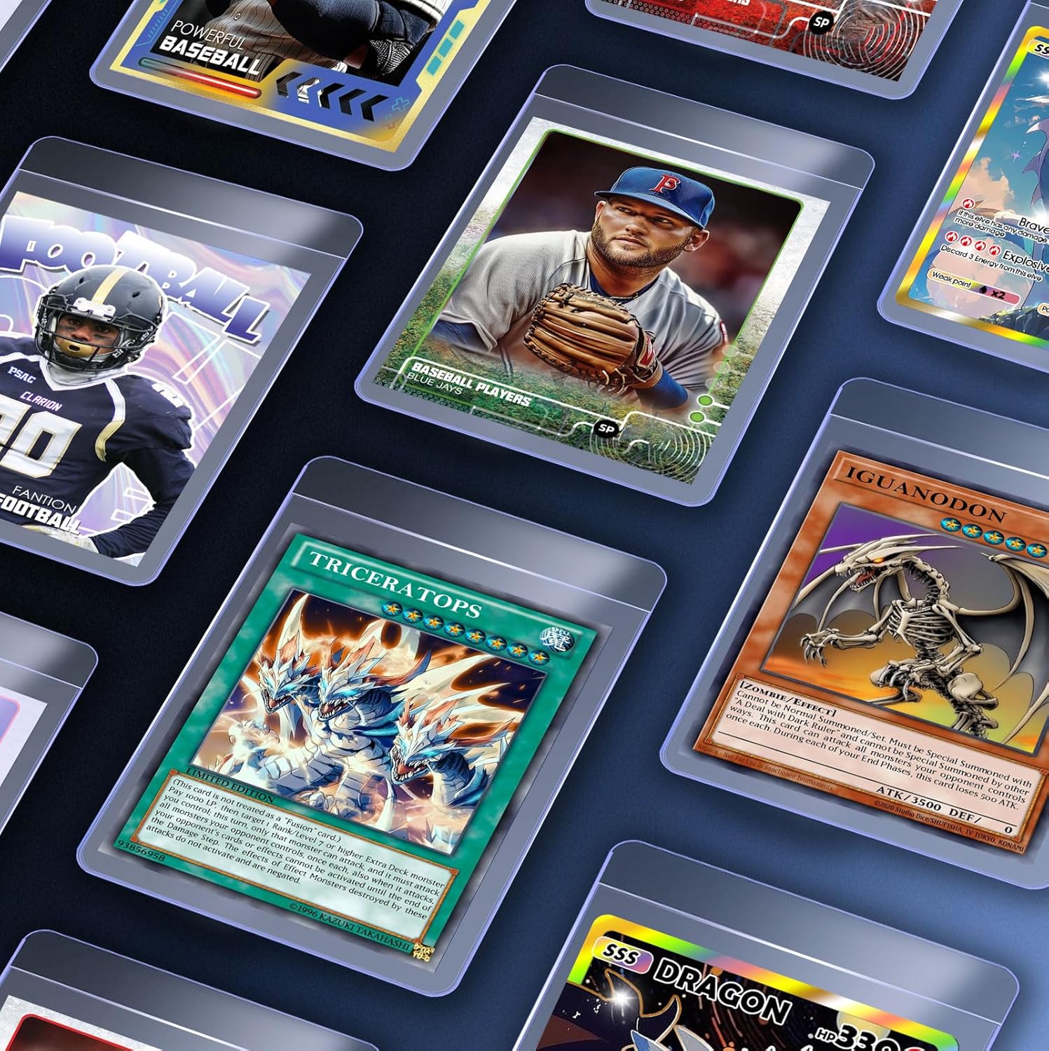50Pc Semi Rigid Card Holder for Trading Cards, Penny Card Sleeves with 1/2" Lip Baseball Card -  BigGreenBear.com Baseball cards 12.99 USD Big Green Bear