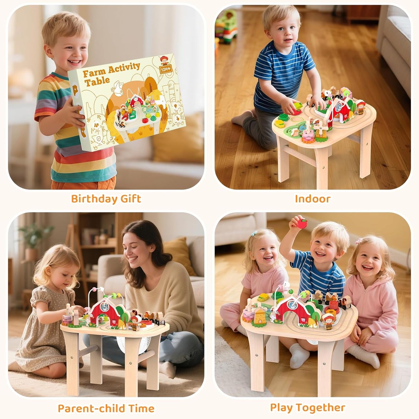 Activity Table for 1 Year Old, Baby Wooden Sensory Table -  BigGreenBear.com BABY TOYS 69.99 USD Big Green Bear