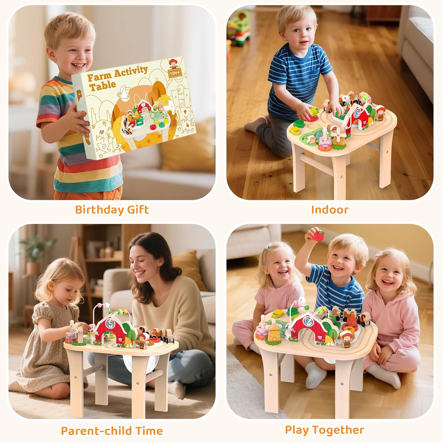 Activity Table for 1 Year Old, Baby Wooden Sensory Table -  BigGreenBear.com BABY TOYS 69.99 USD Big Green Bear