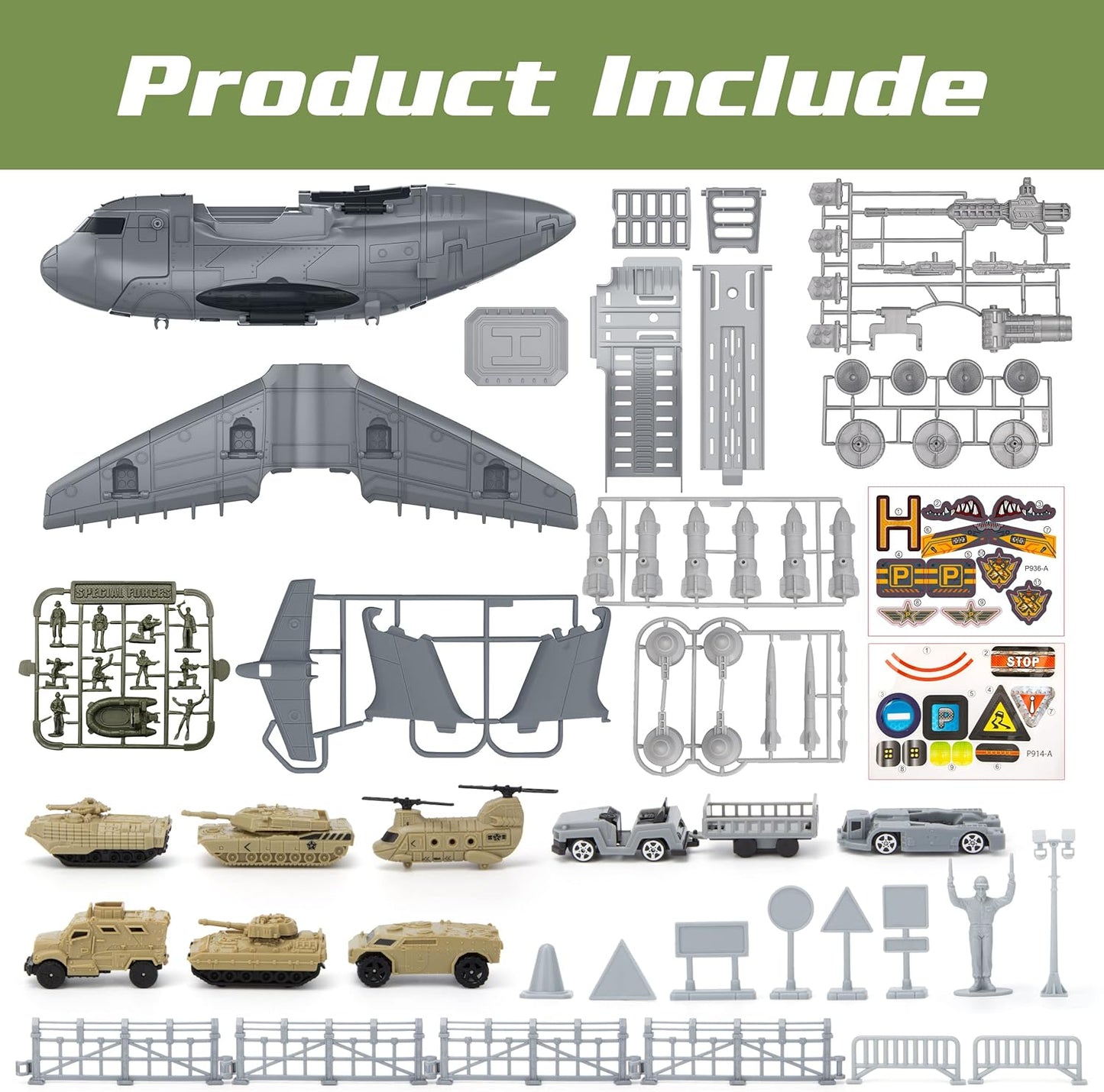 Military Airplane Toy Set, Army Toys Fighter Jet Playset -  BigGreenBear.com Toys 29.99 USD Big Green Bear