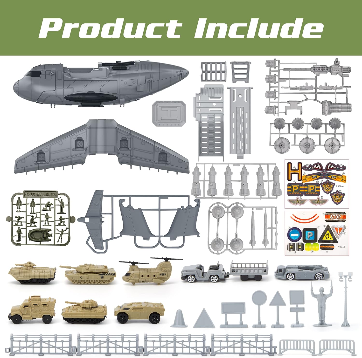 Military Airplane Toy Set, Army Toys Fighter Jet Playset -  BigGreenBear.com Toys 29.99 USD Big Green Bear