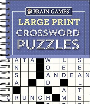 Brain Games - Large Print Crossword Puzzles (Purple) Spiral-bound