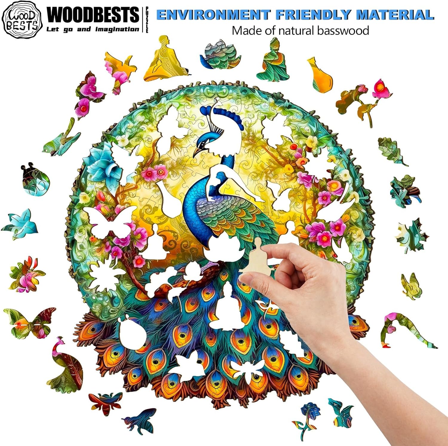 Wooden Jigsaw Puzzle for Adults, Mandala Peacock Puzzle