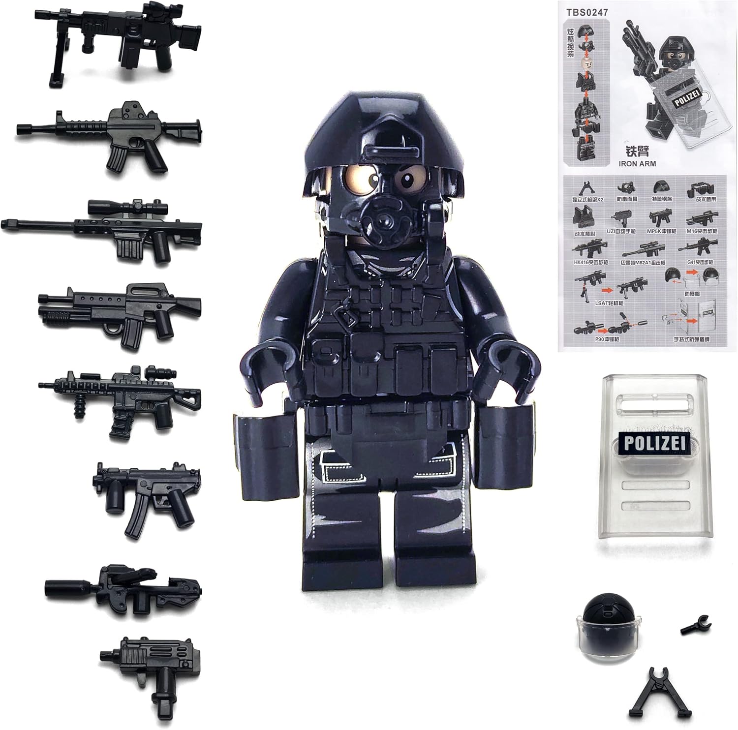 SWAT Military Police Building Block Kit Set of 6 PCS) with Dog, Modern Weapons, Accessories -  BigGreenBear.com Building Toys 29.95 USD Big Green Bear