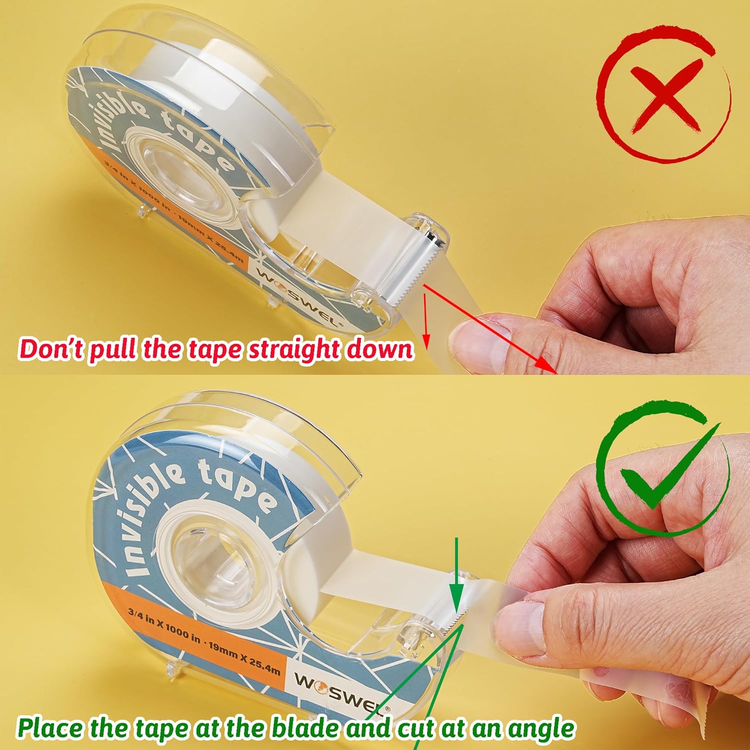 Tape Refills with Dispenser, 24 Roll Invisible Tapes, 3/4 Inch X 1000 in