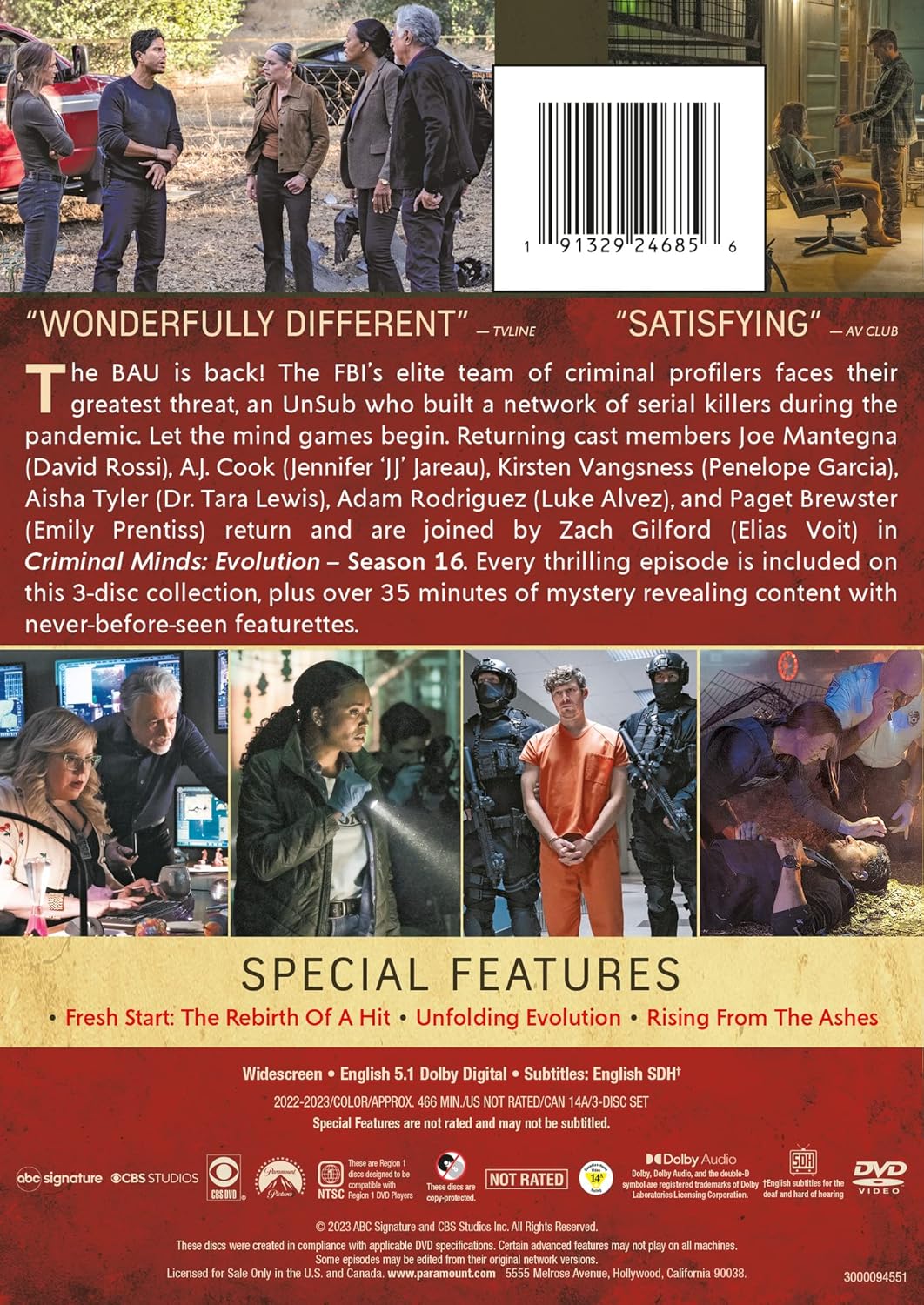 Criminal Minds: Evolution: The Sixteenth Season 16 DVD Biggreenbear.com Big Green Bear