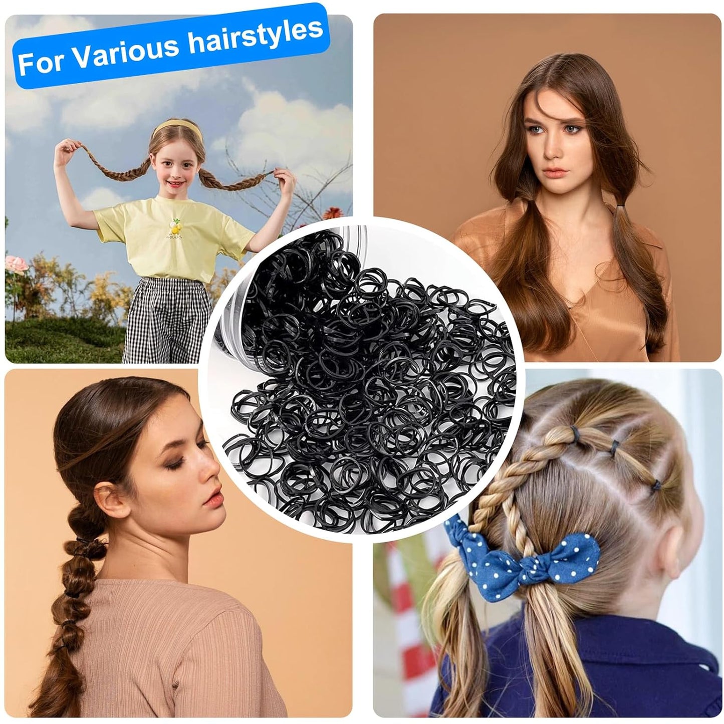 2000 PCS Hair Bands, Mini Hair Rubbers Ties with 2 PCS Topsy Tail Hair Tools -  BigGreenBear.com Beauty Products 3.25 USD Big Green Bear