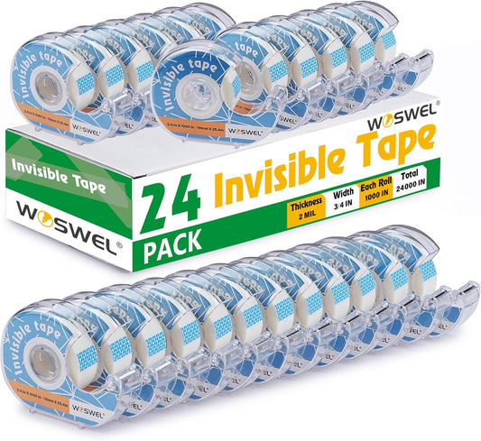Tape Refills with Dispenser, 24 Roll Invisible Tapes, 3/4 Inch X 1000 in