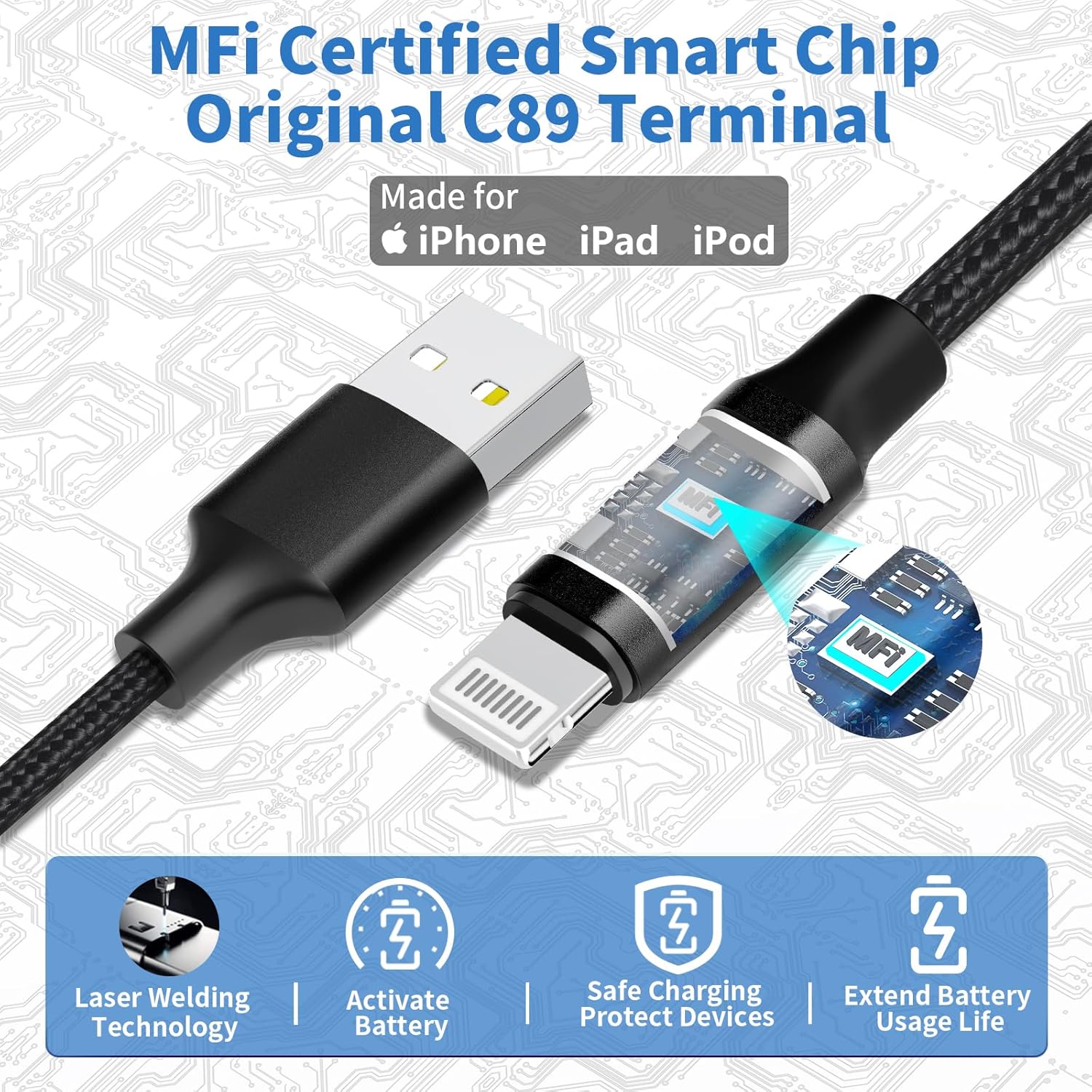 【MFi Certified】iPhone Car Charger for iPhone 14 13 12 11 Pro XS Mini XR X SE iPad -  BigGreenBear.com cell phone 10.89 USD Big Green Bear