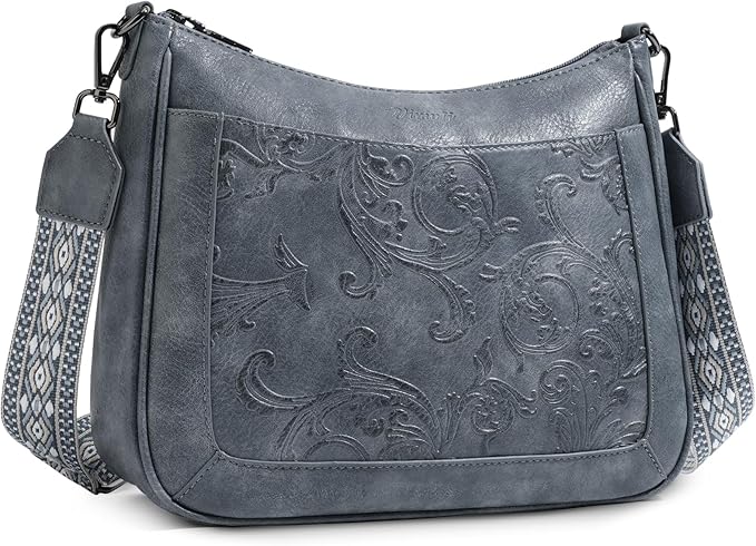 Crossbody Bags for Women, Vegan Leather Embossed Flower -  BigGreenBear.com HANDBAGS 34.00 USD Big Green Bear