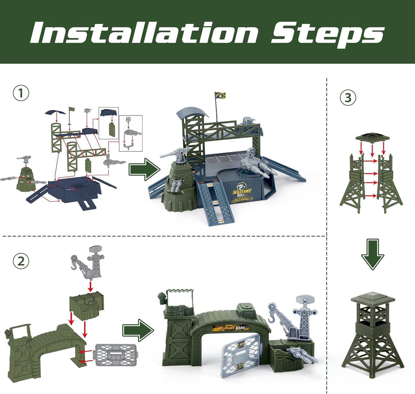 Army Toys Set 13 Vehicles Airplane Tank Trucks Helicopter Fighter Jet, Play Mat Army Men -  BigGreenBear.com Toys 32.00 USD Big Green Bear