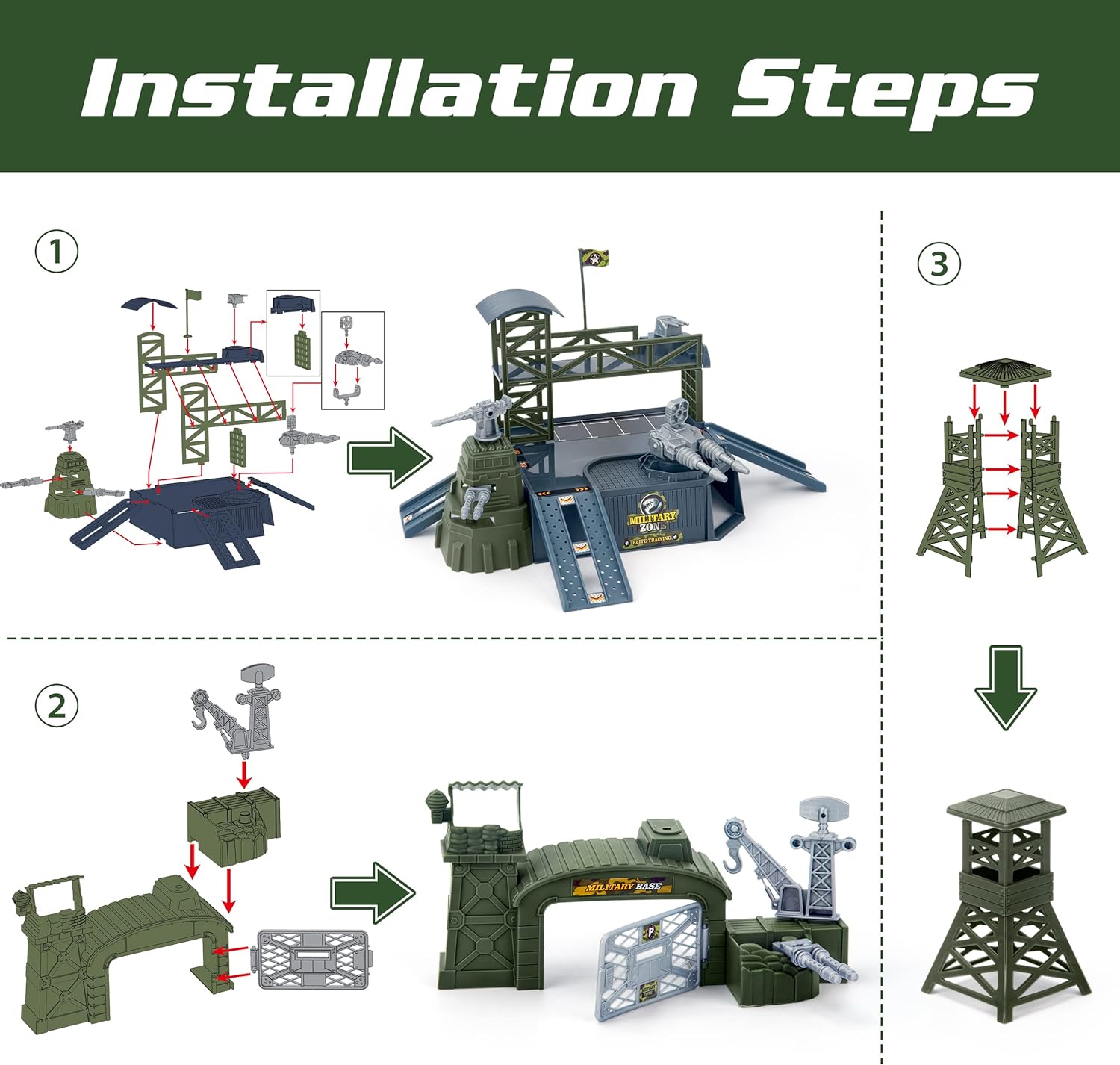 Army Toys Set 13 Vehicles Airplane Tank Trucks Helicopter Fighter Jet, Play Mat Army Men -  BigGreenBear.com Toys 32.00 USD Big Green Bear